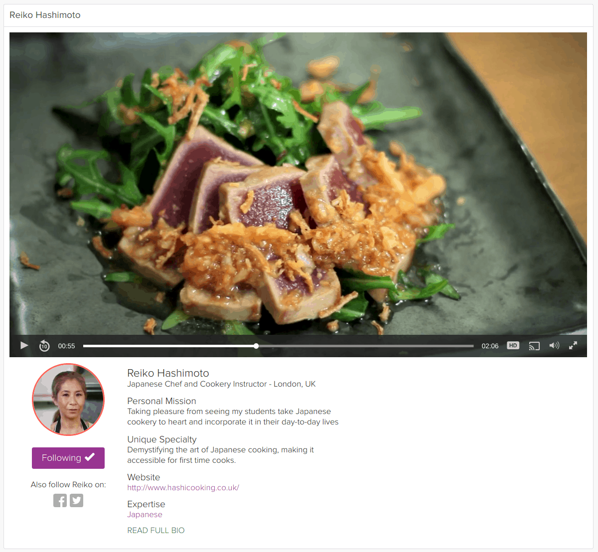 Reiko Hashimoto Cooking Expert Grokker grokker Japanese cuisine